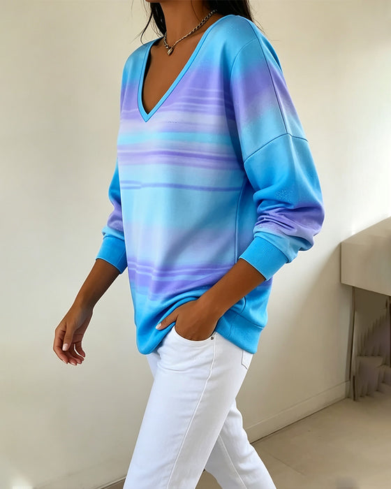 Sweatshirts V-Hals Lange Mouw Ombre