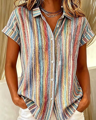 Blouse Gestreept Kleurblok Casual