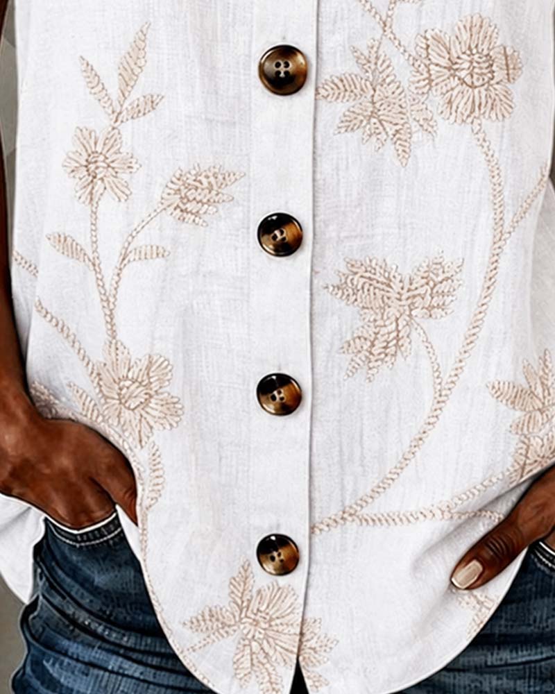 Tank Top Bloemen Camisole Metalen Ring