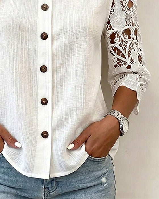 Blouse Uitsnijding Off-Shoulder Knoop
