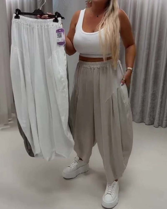 Broek Elastische Taille Wijd Been Harem