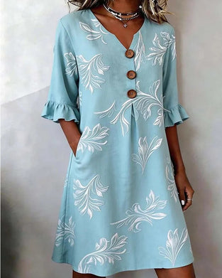 Jurk Drie-Knoop Bloemen Print