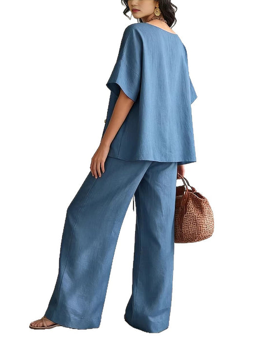 Tweedelig Set Effen Loose Fit Casual