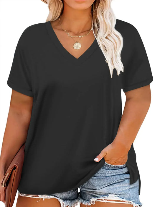 T-Shirt V-Hals Korte Mouw Los Casual