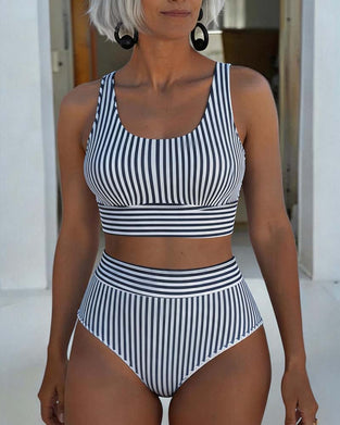 Bikini Verticale Streep Hoge Taille Sportief