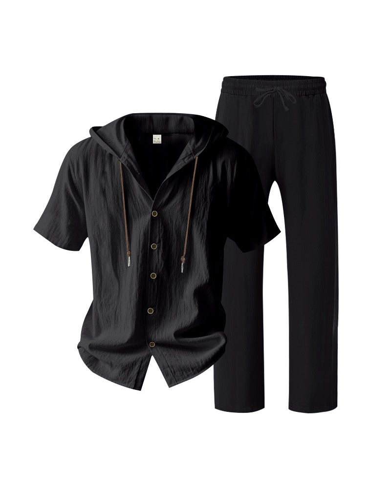 Heren Lichtgewicht Capuchon Tweedelig Set Voor Zomer Casual Wear
