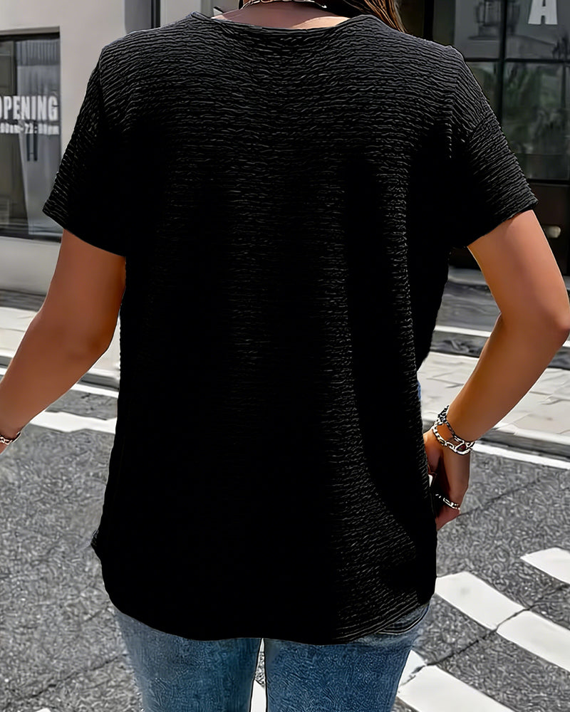 T-shirt Peter Pan Kraag Drie Knopen