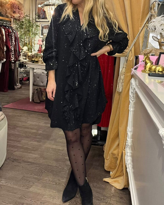 Jurk Wijdvallend Ruisie Afwerking Ge-Sequinned