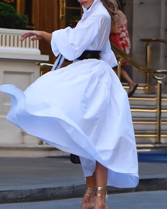 Effen kleur losse swingjurk