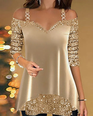 Top modieuze patchwork effen kleur