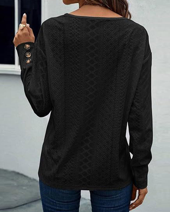 Blouse casual v-hals hol effen kleur