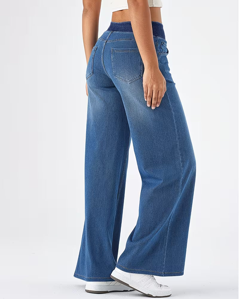 Denim Broek Stretchtaille Recht