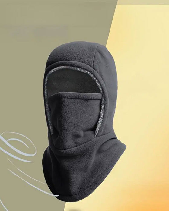 Winter 2 In 1 Muts En Gezichtsmasker Winddicht Dikke Fleece Voering Voor Buitensport Zwart