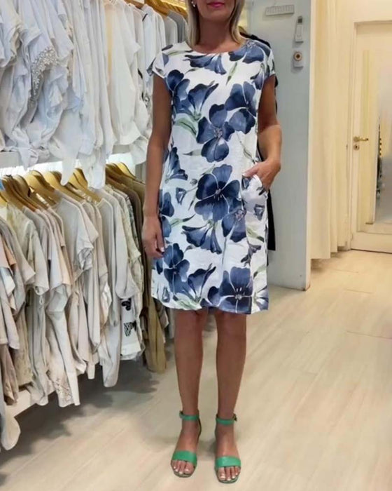 Jurk met korte mouwen en bloemenprint