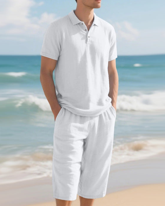 Casual Herenset Met Poloshirt En Cropped Broek