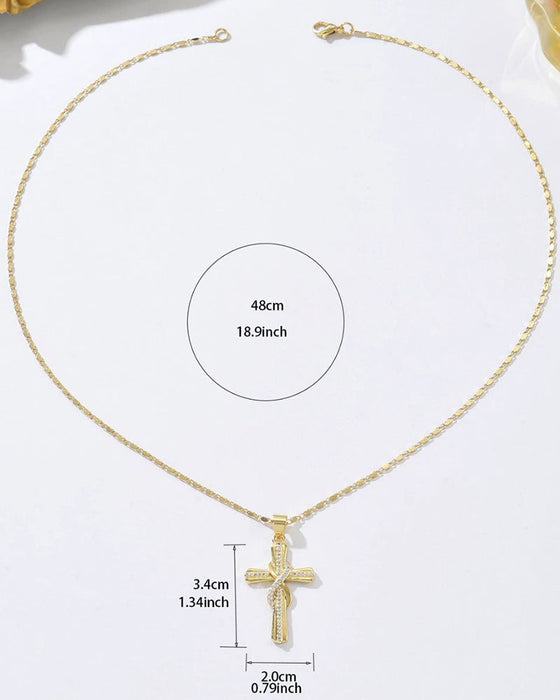 ✝️ Dames Ketting Met Glinsterend Kruis Hanger – Elegant Gedraaid Ontwerp Voor Dagelijks & Speciale Gelegenheden  Danish
