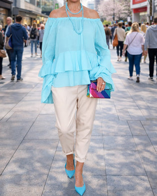 Blouse Off-Shoulder Gelaagd Ruffle