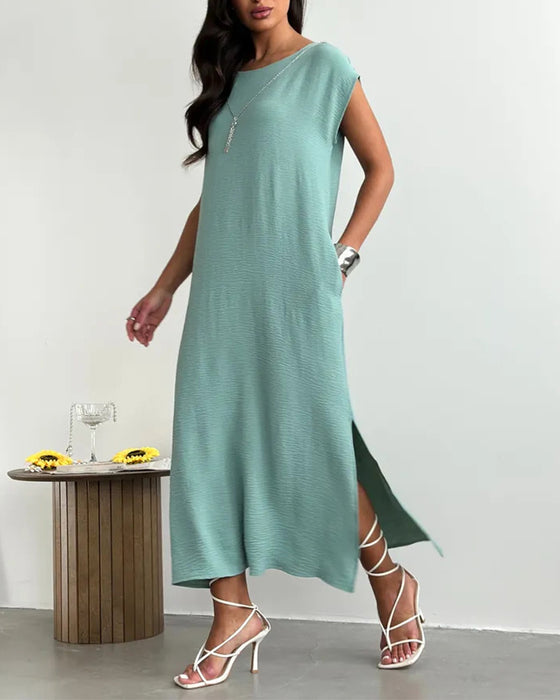 Jurk Midi Lengte Split Los