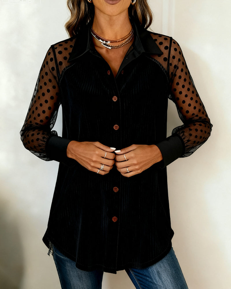 Modieuze Langmouwige Top Met Kraag