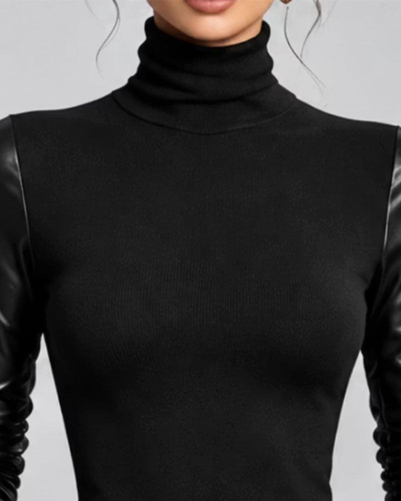 Top Turtleneck Patchwork Effen