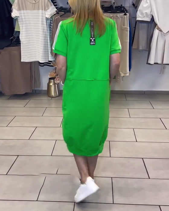 Jurk Korte Mouw Bedrukt Recht