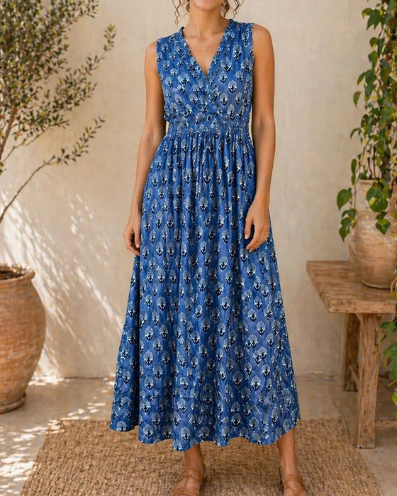 Jurk V-Hals Mouwloos Taille