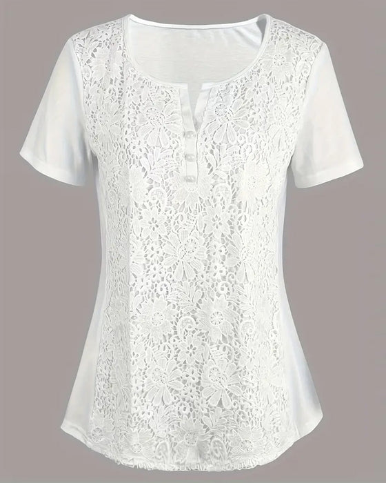 Blouse Ronde Hals Kantdetail