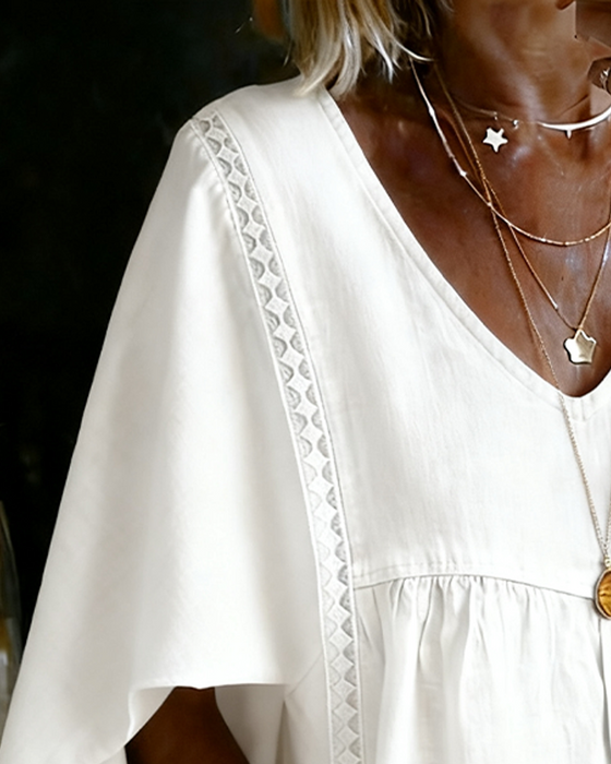 Blouse Los V-Hals Cape Stijl
