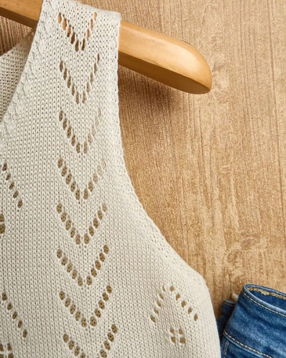 Pullover V-Hals Uitsnede Mouwloos