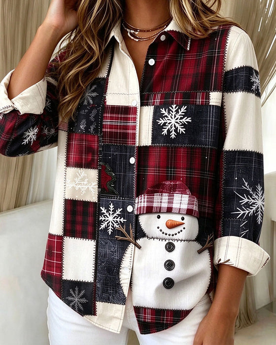 Overhemd Reverse Knoop Geruit Kerst Stijl