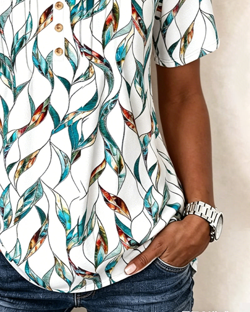 Blouse Petite V-Hals Botanische Print