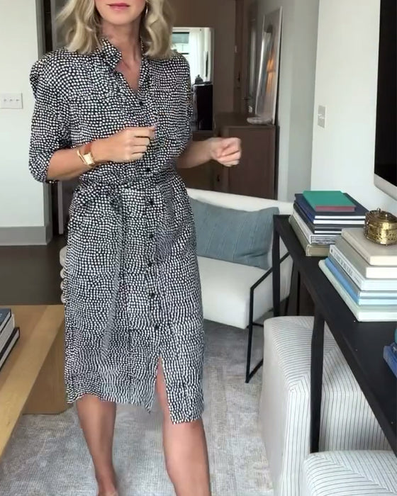 Jurk met reversknopen en print