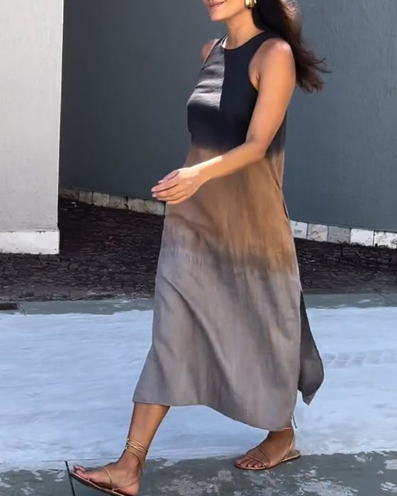 Jurk met mouwloos en verloop