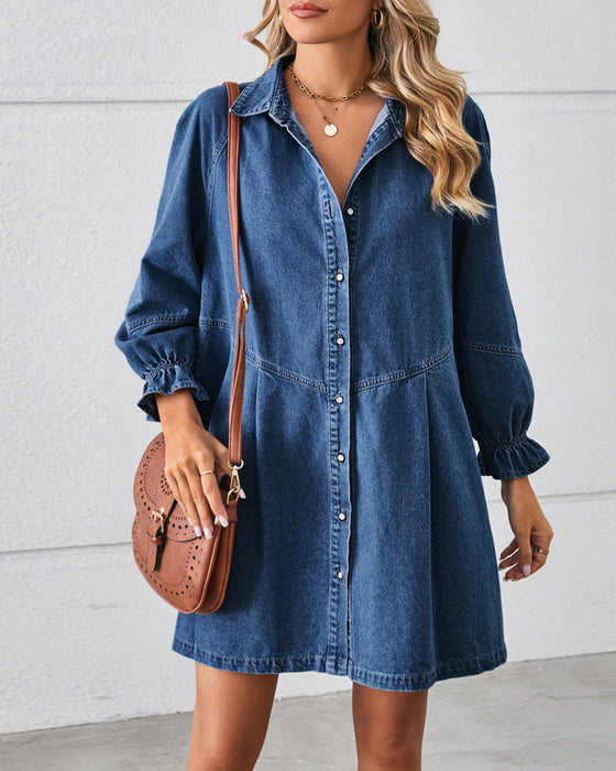 Langmouw Patchwork Denim Jurk