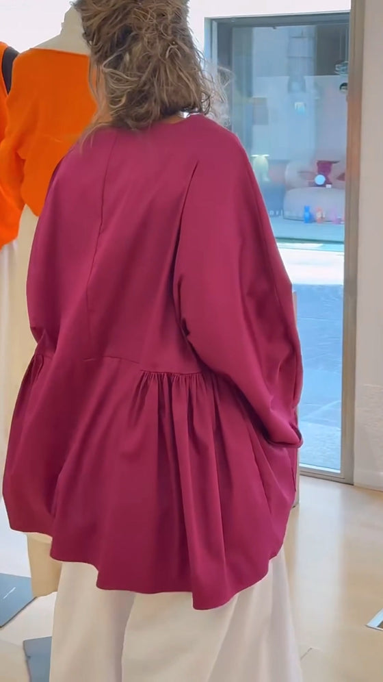 Effen Lange‑Mouw Blouse