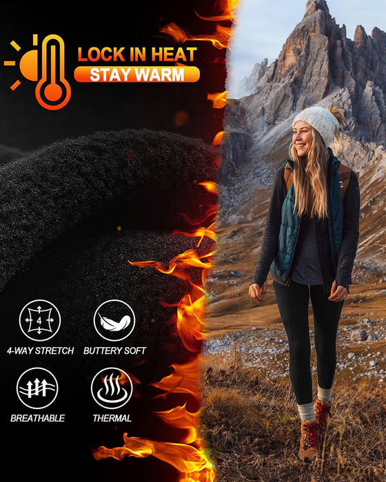 Dames Hoge Taille Fleece Gevoerde Leggings Met Zakken