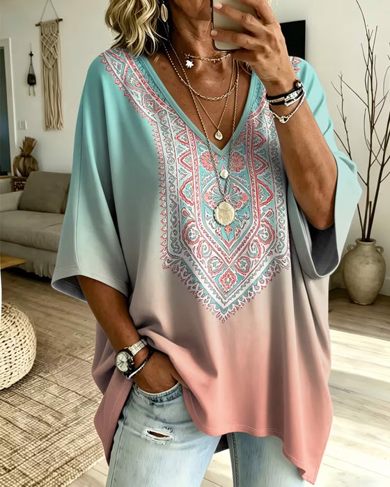 Top Bohemien V-Hals Ombre