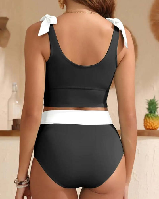 Bikini Strik U-Vorm Kleurblok Mode