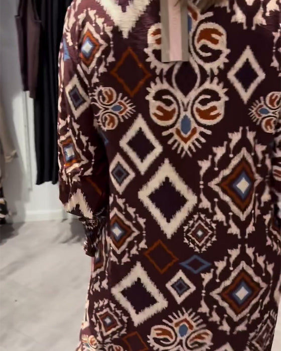 Jurk Met Overhemd In Diamantprint