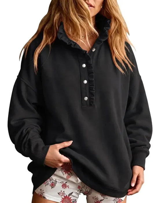 Sweatshirt Gerimpeld Geknoopt Lange Mouw Loose