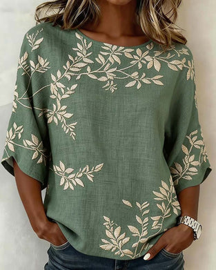 Blouse Ronde Hals Vleermuismouwen Gestreept