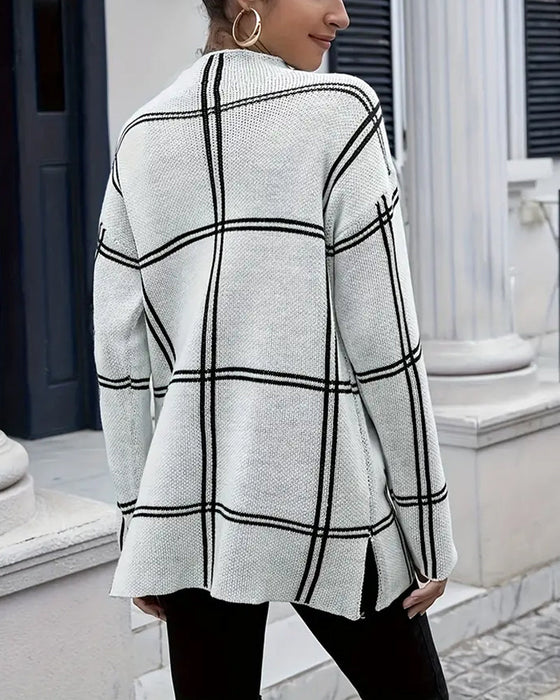 Gestreepte trui met splitkraag