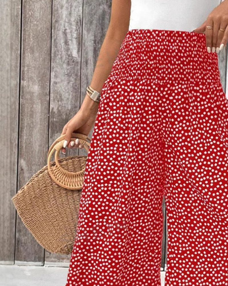 Broek Stippen Los Hoge Taille Wijd