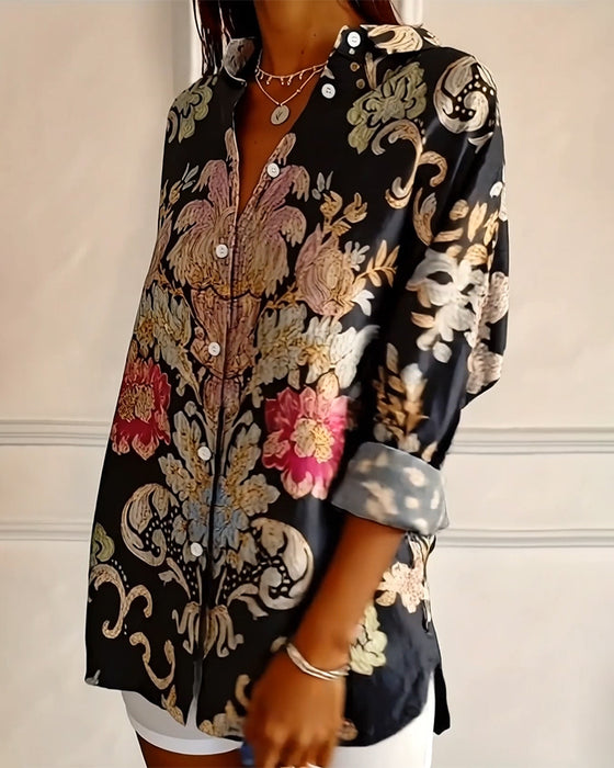 Shirt Met Kraag Gedrukt Knoopsluiting