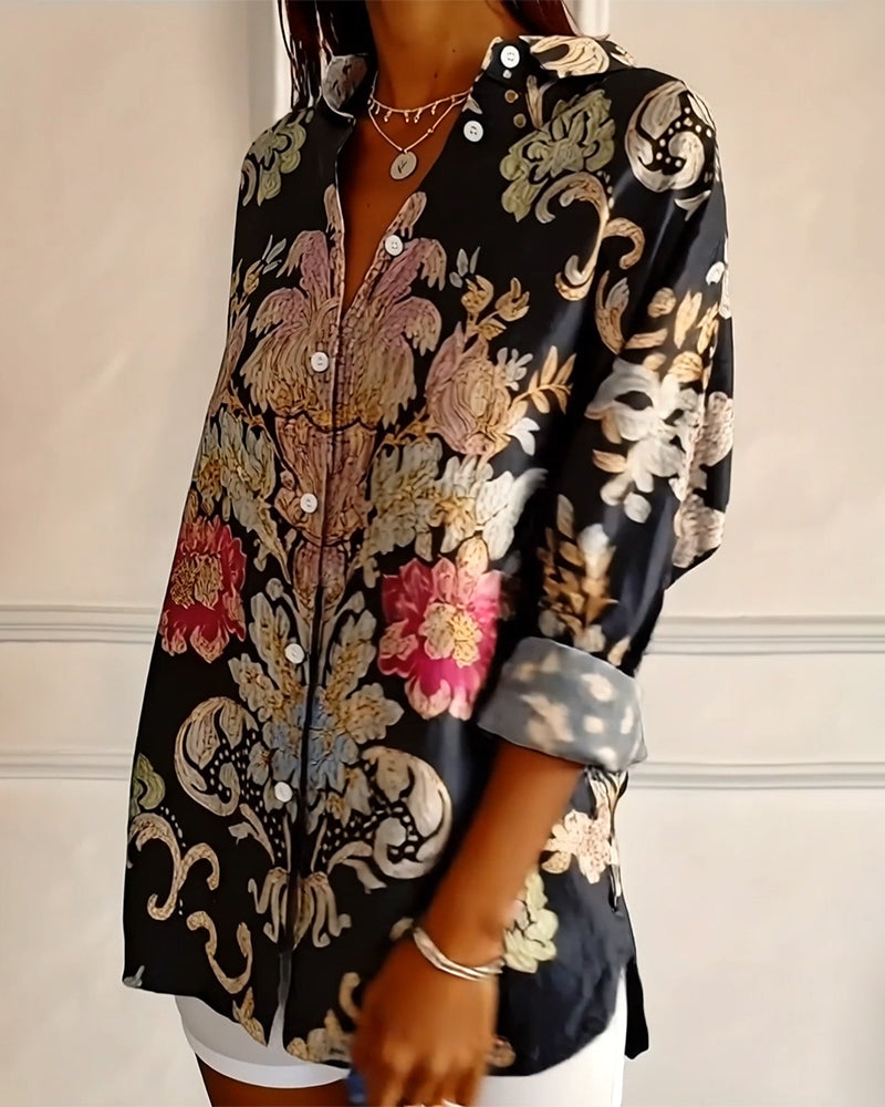 Shirt Met Kraag Gedrukt Knoopsluiting