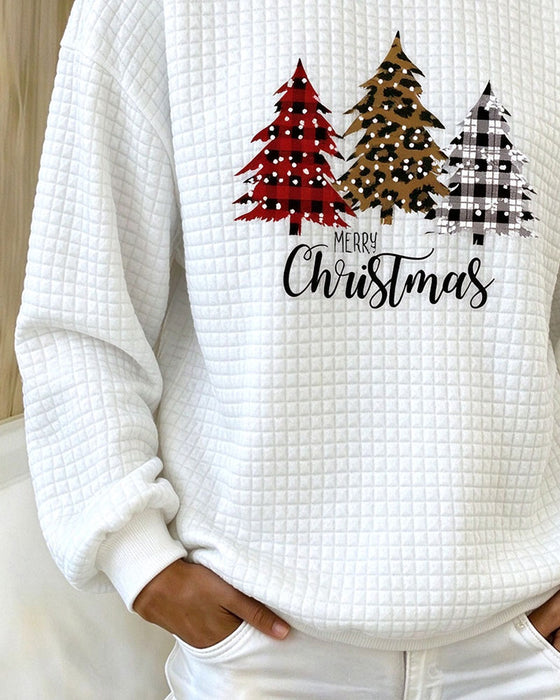 Sweatshirt Ronde Hals Geruit Pullover Kerstboom