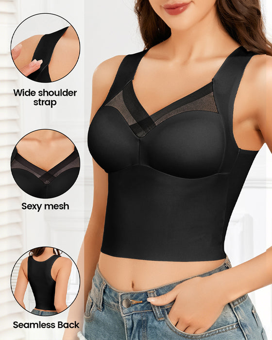 Tank Top Mesh-Splicing Ingebouwde Bh