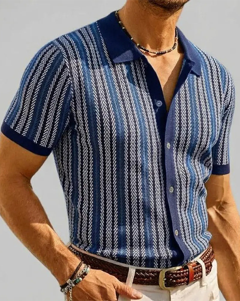 T-Shirt Reverse Heren Korte Mouw Knoop