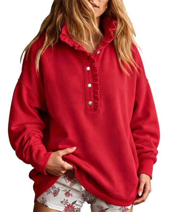 Sweatshirt Gerimpeld Geknoopt Lange Mouw Loose
