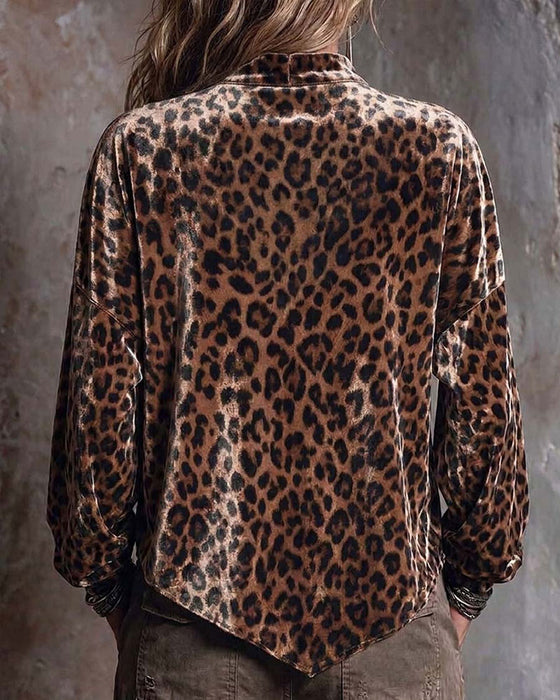 Blouse V-Hals Luipaard Onregelmatig